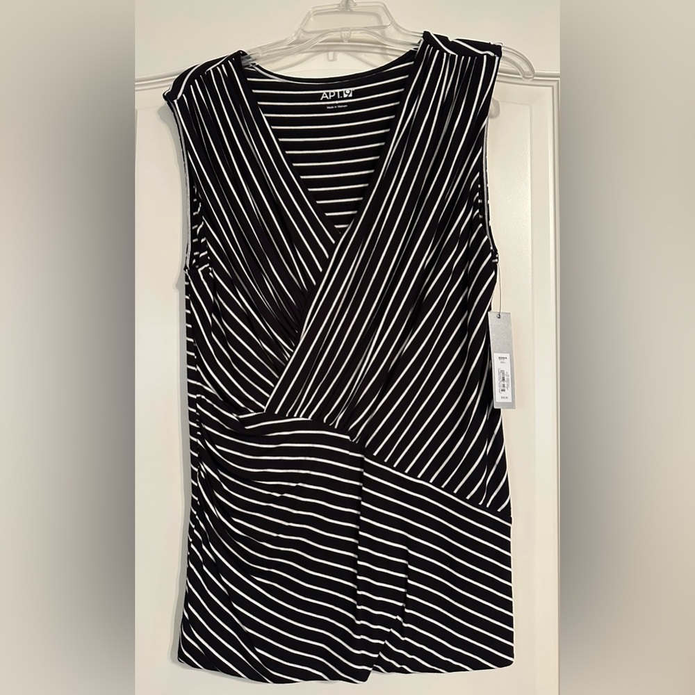 Apt. 9 Women's Black Striped Sleeveless Top NWT